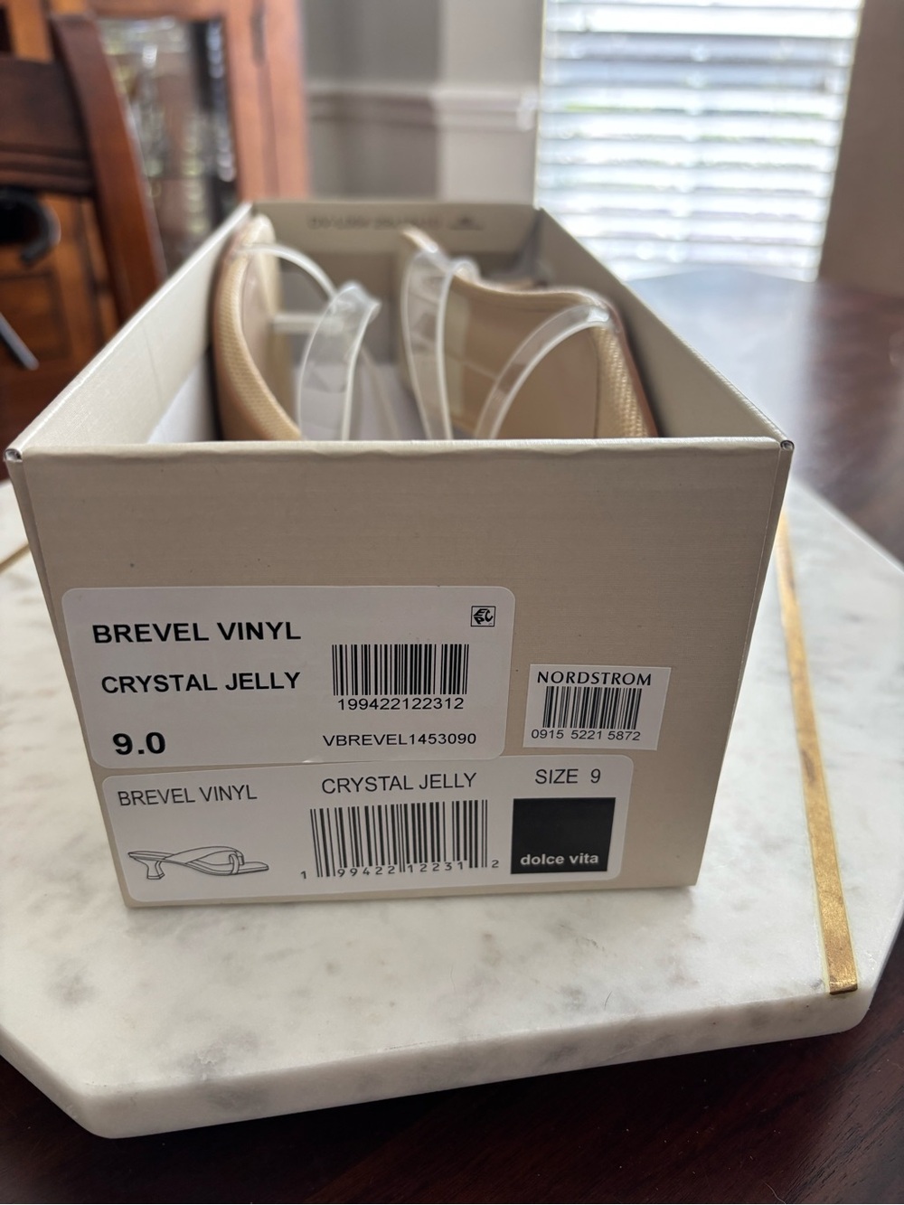 Dolce Vita Nude Beige Clear-Strap Mid Heel Slide - Picture 4 of 9